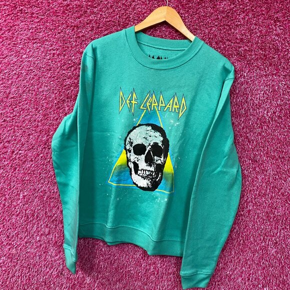 Def Leppard Skull Crew Neck Teal Sweatshirt Medium - Picture 3 of 4